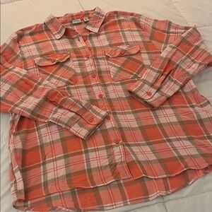 Serra Coral Pink Plaid Button-Down Shirt